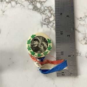 Vintage royalty queen Button with tattered 1951 Red white and Blue Ribbon